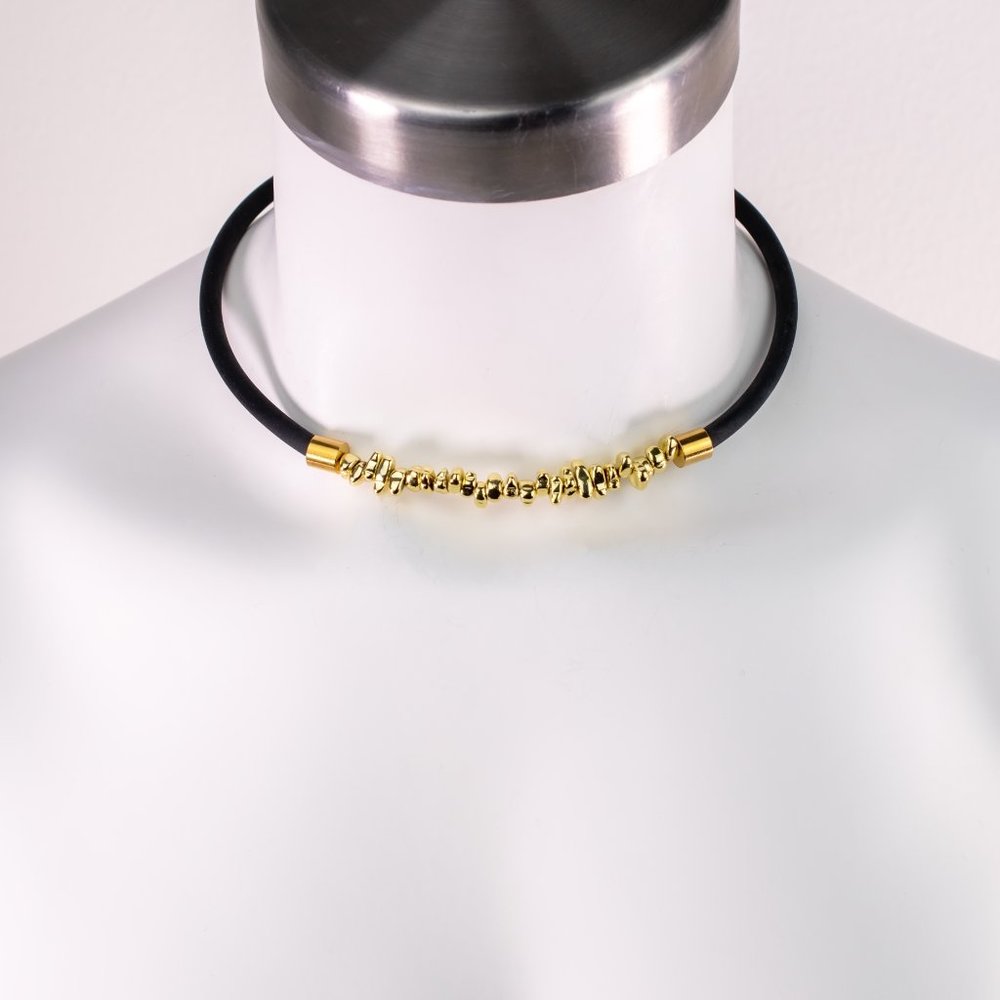 Black accent choker, hematite choker necklace for women, bold cord choker